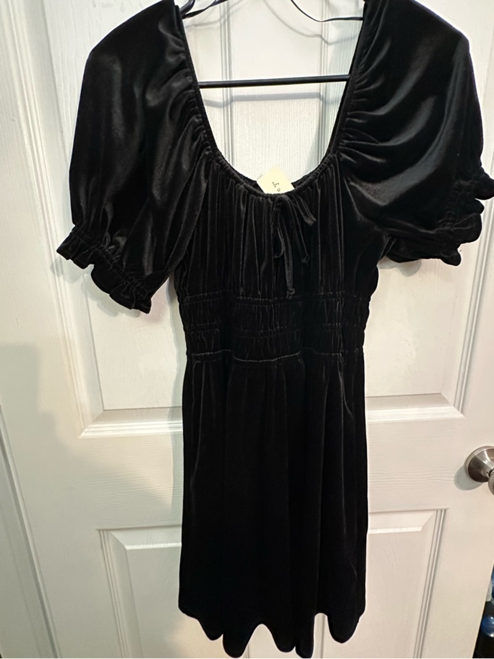 Copper Key Black Velvet Puff Sleeve Dress